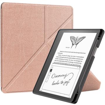 Bolsa Fólio Origami Stand para Amazon Kindle Scribe - Cor-de-Rosa Dourado