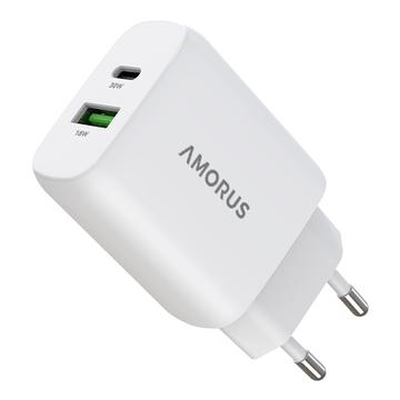 Carregador de parede rápido Amorus 30W GaN - Branco