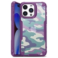 Capa Híbrida Antichoques para iPhone 15 Pro Max - Camuflagem - Púrpura