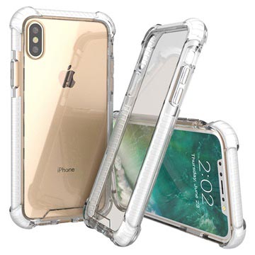 Capa Híbrida Antichoques para iPhone X - Branco / Transparente