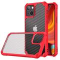 Capa Híbrida Antichoques para iPhone 14 Max - Fibra de Carbono - Vermelho