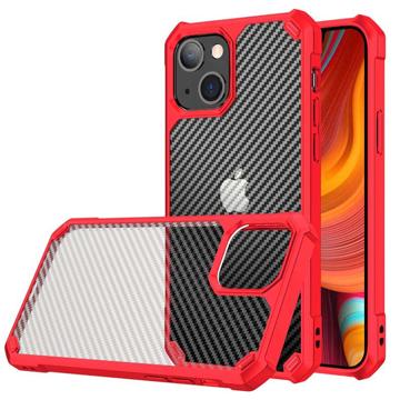 Capa Híbrida Antichoques para iPhone 14 Pro - Fibra de Carbono - Vermelho