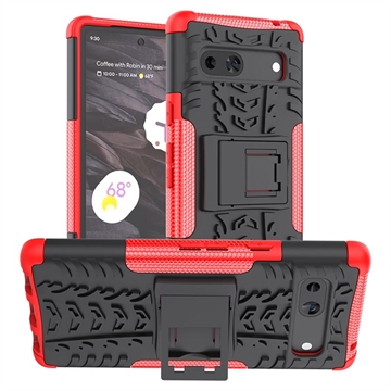 Capa Híbrida Antiderrapante com Suporte para Google Pixel 7a - Vermelho