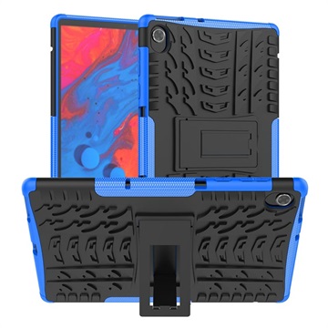 Capa Híbrida Antiderrapante com Função de Suporte para Lenovo Tab K10 - Preto / Azul