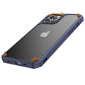 Capa Híbrida Antichoques para iPhone 14 Pro Max - Fibra de Carbono - Azul