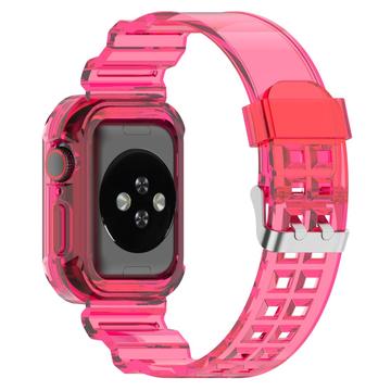 Bracelete de Substituição em Silicone com Moldura Integrada para Apple Watch Series 11/10 - 42mm - Rosa Transparente