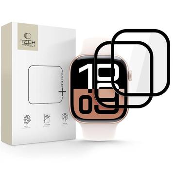 Protetor de ecrã híbrido Apple Watch Series 11/10 Tech-Protect Glass Flex+ - 42mm - 2 peças. - Borda preta