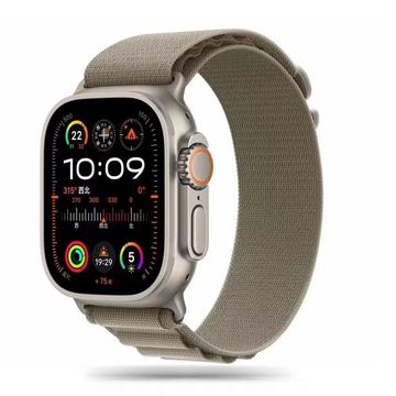 Apple Watch Series Ultra 3/2/Ultra/11/10/9/8/SE 3/(2022)/7/SE/6/5/4/3/2/1 Bracelete Tech-Protect Nylon Pro - 49mm/46mm/45mm/44mm/42mm - Titânio / Azeitona