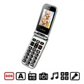 Telemóvel Concha para Seniores Artfone G6 - 3G, Dual ecrã, SOS - Cinzento