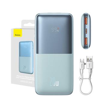 Baseus Bipow Pro Ecrã digital Carregamento rápido Power Bank 10000mAh/20W - 2xUSB, USB-C - Azul