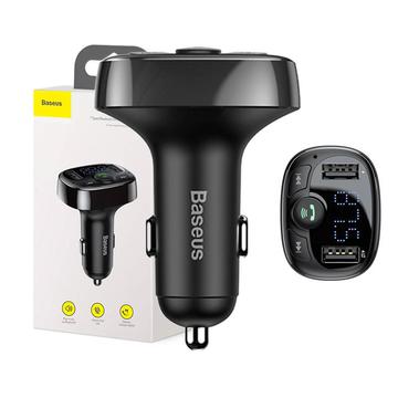 Baseus Transmissor FM Bluetooth com carregador para automóvel - 2xUSB, microSD - Preto