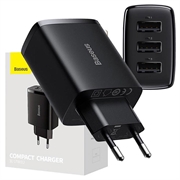 Carregador rápido compacto Baseus CCXJ020101, 3x USB, 17W