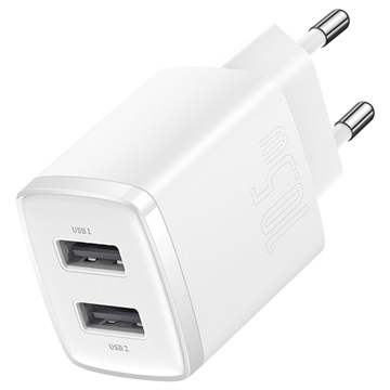 Carregador de Tomada Baseus Compact com 2 Portas USB - 10.5W - Branco