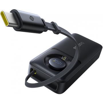 Baseus Free2Pull 10000mAh Power Bank com cabo USB-C - 30W - Preto