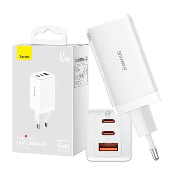 Carregador de parede Baseus GaN5 Pro 65W - 2xUSB-C, USB-A - Branco