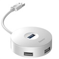 Hub USB 3.0 com 4 Portas Baseus Round com Tranformador MicroUSB - Branco