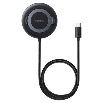 Baseus Simple Mini4 15W Carregador magnético sem fios Qi2 com suporte - Preto