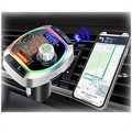 Transmissor FM Bluetooth & Carregador de Carro com Luz LED BC63 - Preto