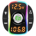 Transmissor FM Bluetooth & Carregador Rápido de Carro com Luz LED BC67