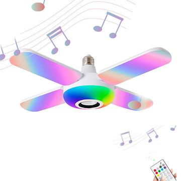 Candeeiro de teto LED musical Bluetooth RGB com 4 folhas dobráveis - E27