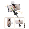 Selfie Stick Bluetooth e Suporte de Tripé com Luz KH1S - Preto