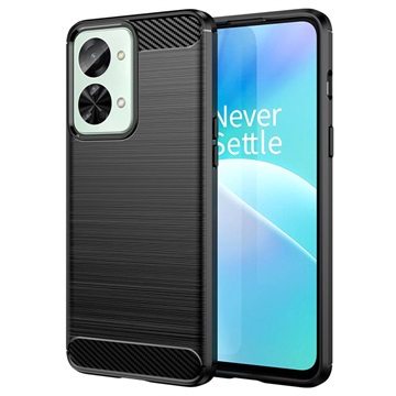 Capa de TPU Escovado para OnePlus Nord 2T - Fibra de Carbono - Preto