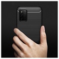 Capa de TPU Brushed para Samsung Galaxy F52 5G - Fibra de Carbono