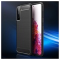Capa de TPU Brushed para Samsung Galaxy S21 5G - Fibra de Carbono - Preto