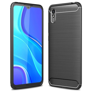 Capa de TPU Escovado para Xiaomi Redmi 9A - Fibra de Carbono - Preto