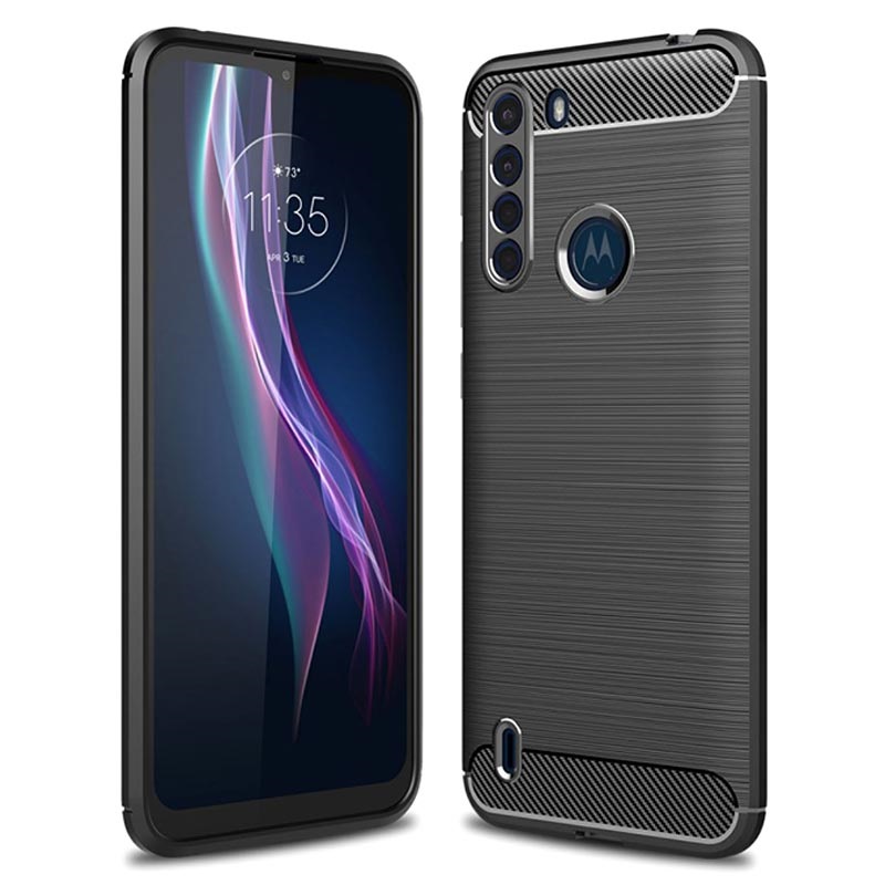 Capa de TPU Escovado para Motorola One Fusion - Fibra de Carbono
