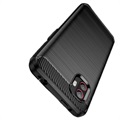 Capa de TPU Escovado para Samsung Galaxy Xcover6 Pro - Fibra de Carbono - Preto