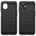 Capa de TPU Escovado para Samsung Galaxy Xcover6 Pro - Fibra de Carbono - Preto