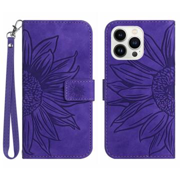 Bolsa Tipo Carteira Sunflower para iPhone 14 Pro Max - Púrpura