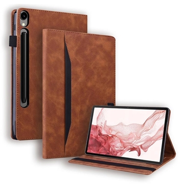 Capa Folio para Samsung Galaxy Tab S11/S10 Lite/S10 FE/S9 FE/S9/S8/S7 Business Style - Castanho