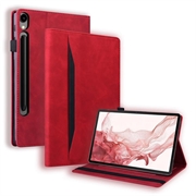 Capa Folio para Samsung Galaxy Tab S11/S10 Lite/S10 FE/S9 FE/S9/S8/S7 Business Style - Vermelho