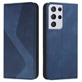 Bolsa Tipo Carteira da Business Style para Samsung Galaxy S21 Ultra 5G - Azul