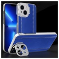 Capa Híbrida CamStand para iPhone 13 - Fibra de Carbono - Azul