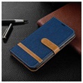 Bolsa tipo carteira Canvas Diary para Samsung Galaxy M10 - Azul Escuro
