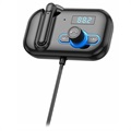 Carregador de Carro / Transmissor FM Bluetooth com Auricular Mono T2 - Preto