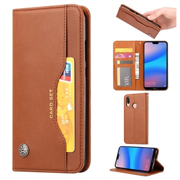 Bolsa tipo Carteira Card Set Series para Huawei P30 Lite - Castanho