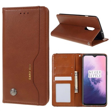 Bolsa tipo Carteira Card Set Series para OnePlus 7 - Castanho