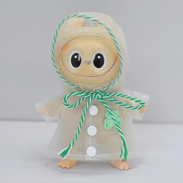 Capa de chuva com capuz com estampado de urso dos desenhos animados para boneca Labubu 17cm