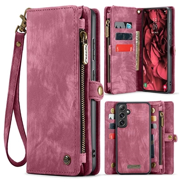 Bolsa tipo Carteira 2-em-1 Caseme 008 Multifuncional para Samsung Galaxy S24 FE - Vermelho