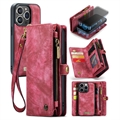 Bolsa tipo Carteira 2-em-1 Caseme Multifuncional para iPhone 15 Pro Max - Vermelho