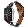 Bracelete em Pele com Corrente para Apple Watch 7/SE/6/5/4/3/2/1 - 41mm/40mm/38mm - Preto