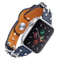 Bracelete em Pele com Corrente para Apple Watch 7/SE/6/5/4/3/2/1 - 45mm/44mm/42mm - Azul