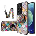 Capa Híbrida Checkered Pattern para Samsung Galaxy S21 Ultra 5G - Mandala Colorida