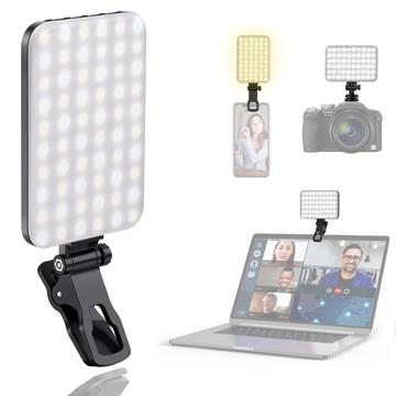 Luz LED para selfies com clip para telemóvel e computador portátil, por exemplo, iPhone, MacBook