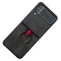 Capa Revestida com Anel de Metal para Samsung Galaxy Z Flip4 5G - Preto