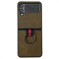 Capa Revestida com Anel de Metal para Samsung Galaxy Z Flip4 5G - Verde